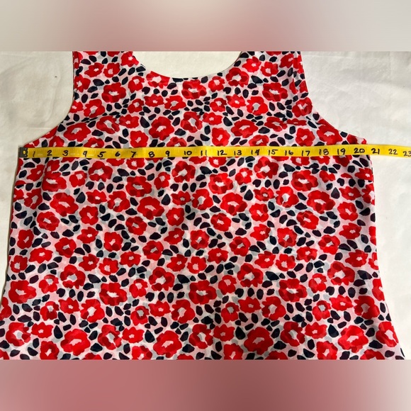 CABI Red, white & navy Flipside Floral ruffle back tank size L - Picture 12 of 13